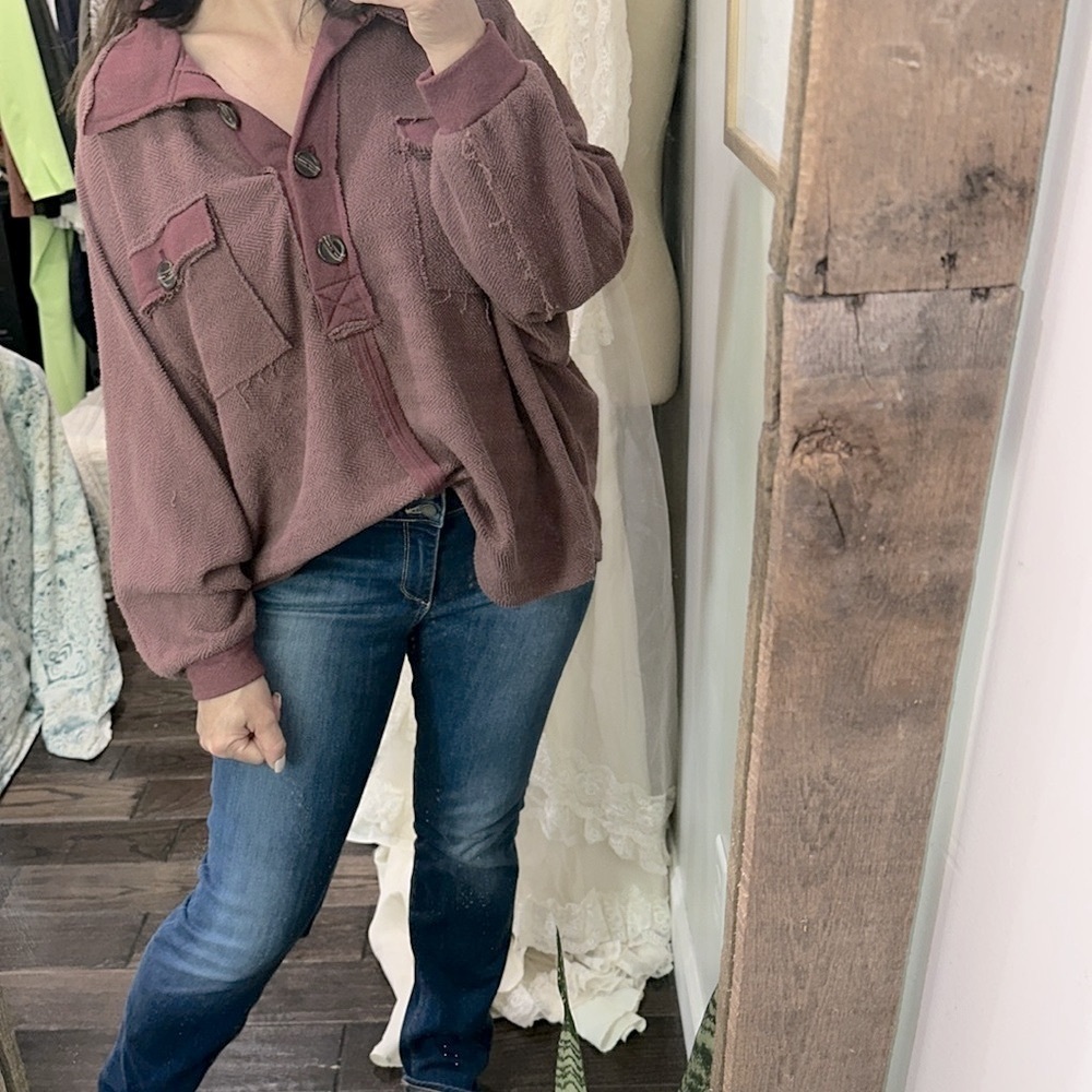 Bucket List Women's Mauve Button-Up Pullover Shir… - image 2